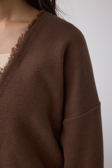 Vネックフリンジスウェッターニット 詳細画像