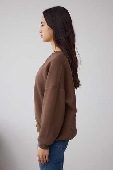 Vネックフリンジスウェッターニット 詳細画像