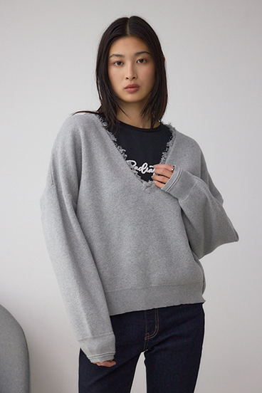 Vネックフリンジスウェッターニット 詳細画像