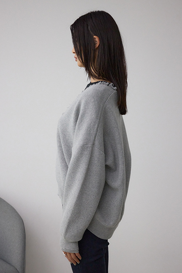 Vネックフリンジスウェッターニット 詳細画像