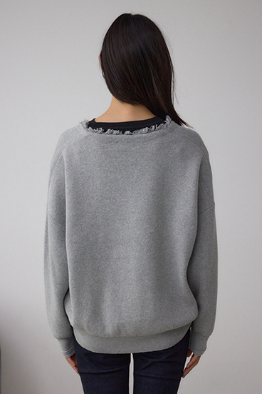 Vネックフリンジスウェッターニット 詳細画像