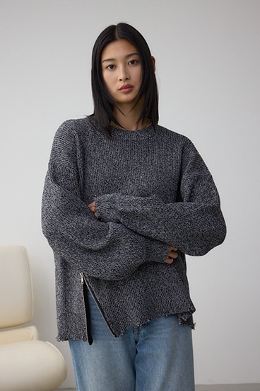 サイドZIPニットトップス 詳細画像