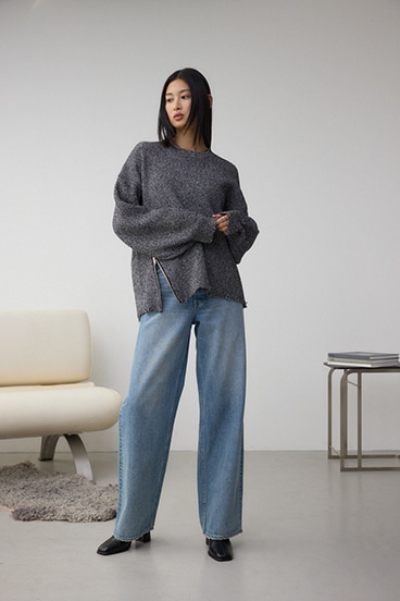 サイドZIPニットトップス 詳細画像