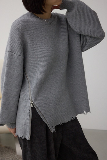 サイドZIPニットトップス