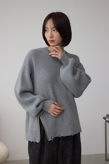 サイドZIPニットトップス 詳細画像