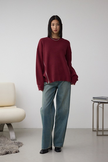 サイドZIPニットトップス 詳細画像