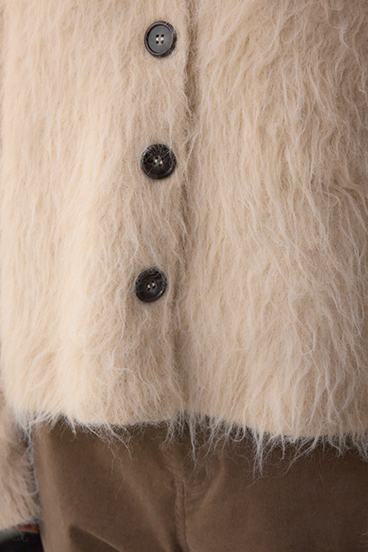 シャギー襟付きニットカーデ 詳細画像