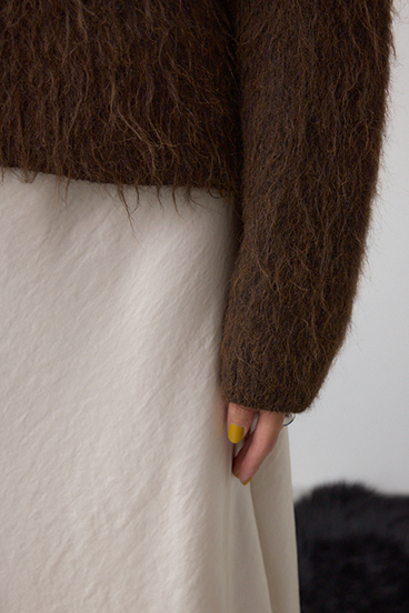 シャギー襟付きニットカーデ 詳細画像