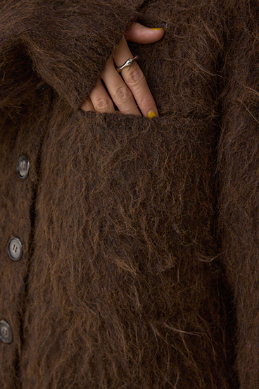 シャギー襟付きニットカーデ 詳細画像