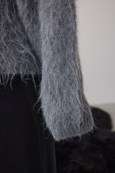 シャギー襟付きニットカーデ 詳細画像