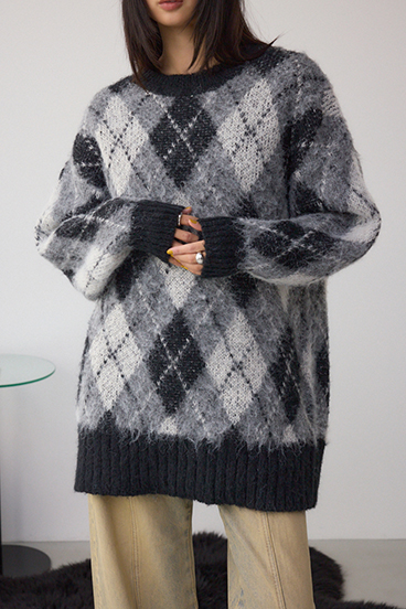 アーガイルシャギーニット