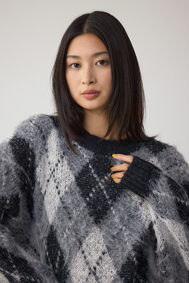 アーガイルシャギーニット