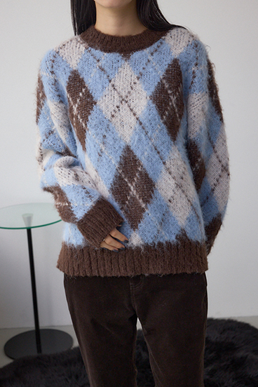 アーガイルシャギーニット