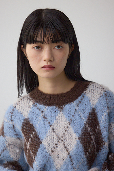 アーガイルシャギーニット