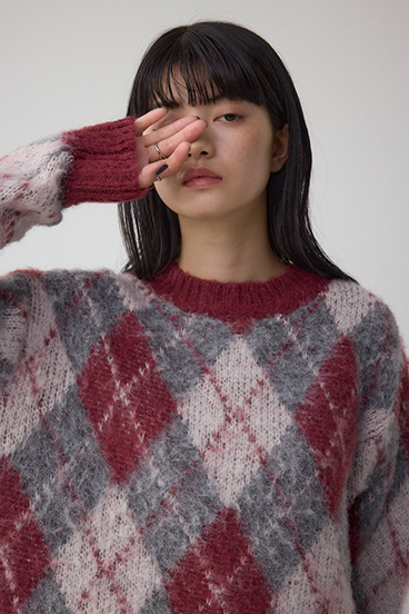 アーガイルシャギーニット