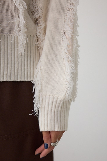 フリンジデザインニットトップス 詳細画像