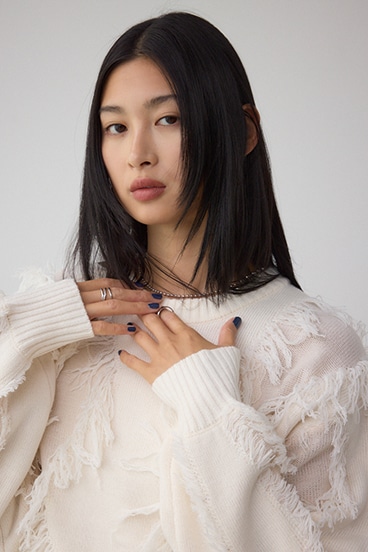 フリンジデザインニットトップス 詳細画像