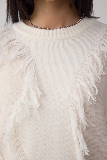 フリンジデザインニットトップス 詳細画像