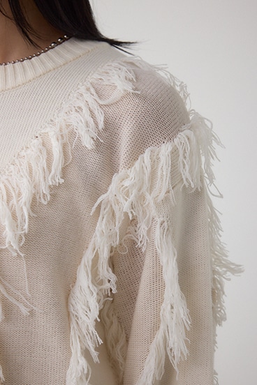フリンジデザインニットトップス 詳細画像