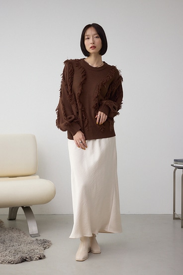 フリンジデザインニットトップス 詳細画像