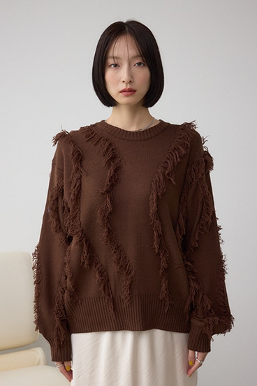 フリンジデザインニットトップス 詳細画像