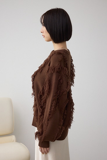 フリンジデザインニットトップス 詳細画像