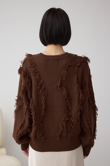 フリンジデザインニットトップス 詳細画像