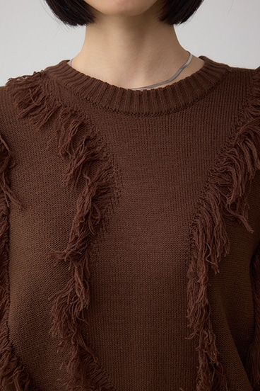 フリンジデザインニットトップス 詳細画像