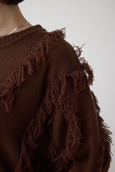 フリンジデザインニットトップス 詳細画像
