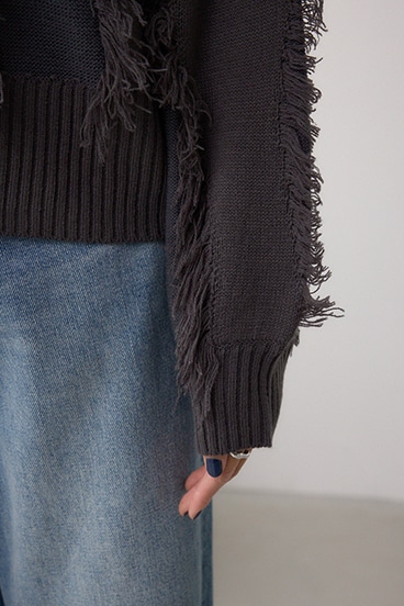 フリンジデザインニットトップス 詳細画像