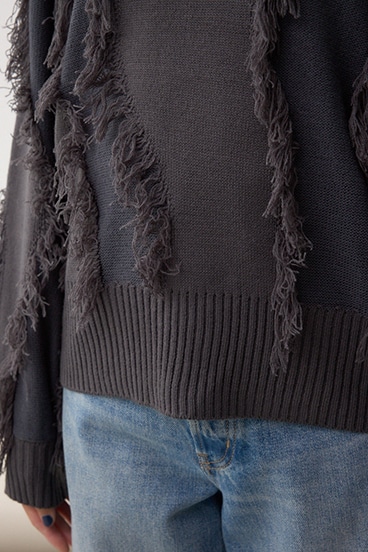 フリンジデザインニットトップス 詳細画像