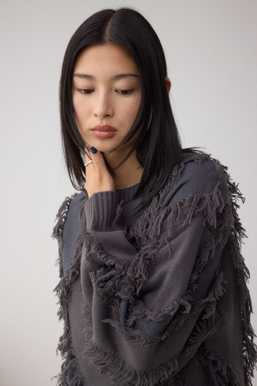 フリンジデザインニットトップス