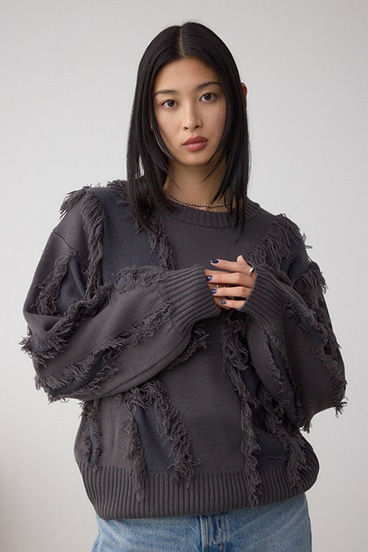 フリンジデザインニットトップス 詳細画像