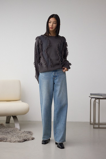 フリンジデザインニットトップス 詳細画像