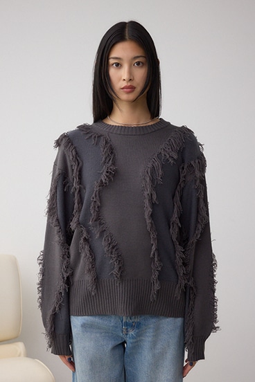 フリンジデザインニットトップス 詳細画像