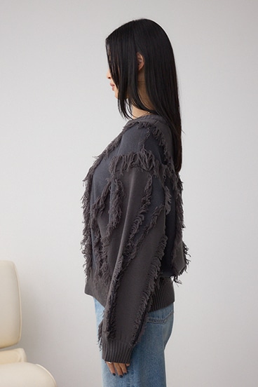 フリンジデザインニットトップス 詳細画像