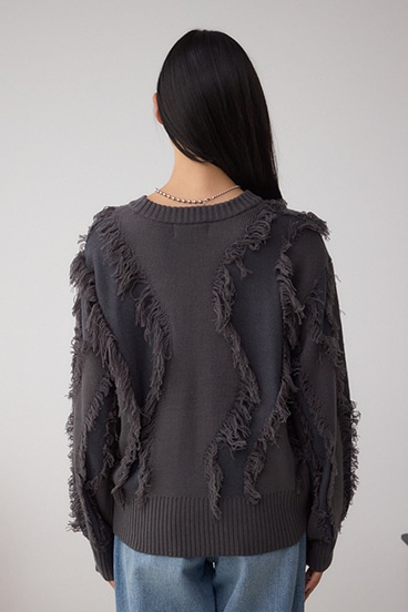 フリンジデザインニットトップス 詳細画像