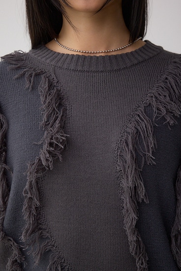 フリンジデザインニットトップス 詳細画像