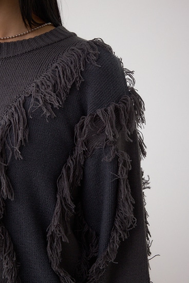 フリンジデザインニットトップス 詳細画像