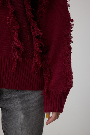 フリンジデザインニットトップス 詳細画像