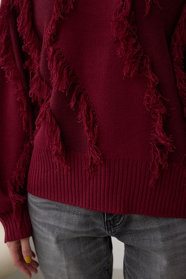 フリンジデザインニットトップス 詳細画像