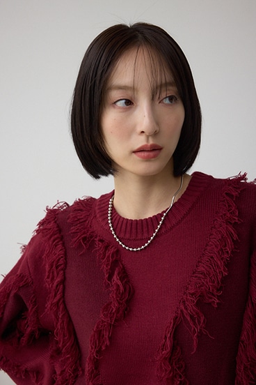 フリンジデザインニットトップス 詳細画像