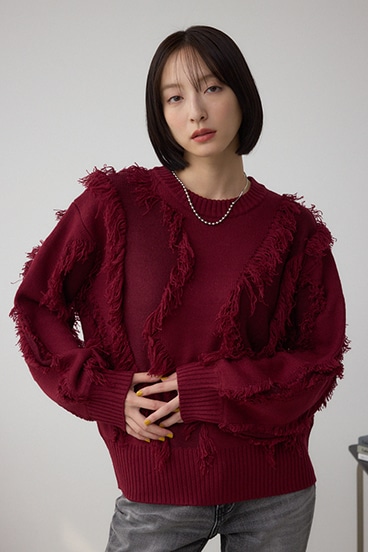 フリンジデザインニットトップス 詳細画像