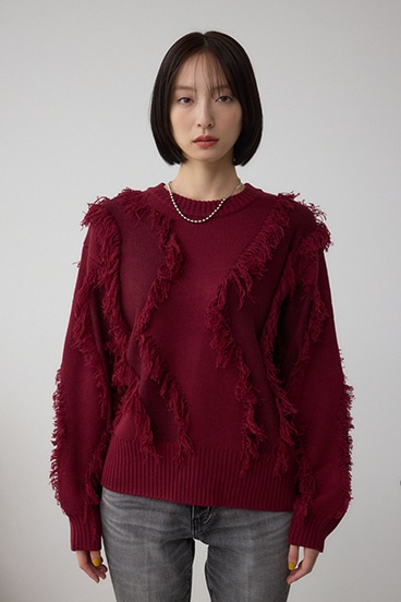 フリンジデザインニットトップス 詳細画像