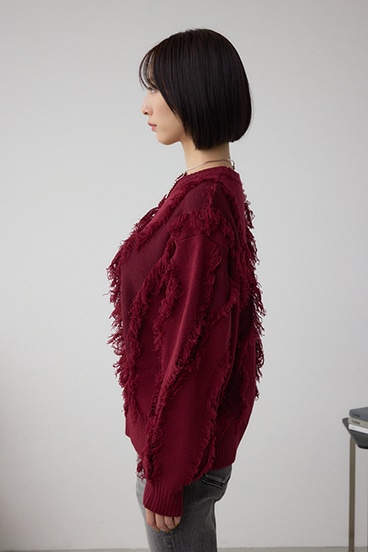 フリンジデザインニットトップス 詳細画像