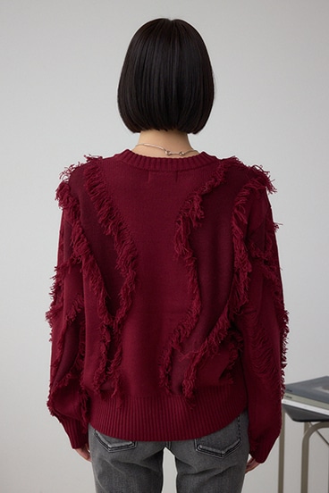 フリンジデザインニットトップス 詳細画像
