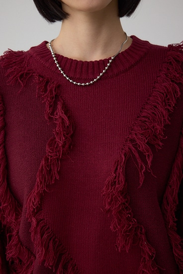 フリンジデザインニットトップス 詳細画像