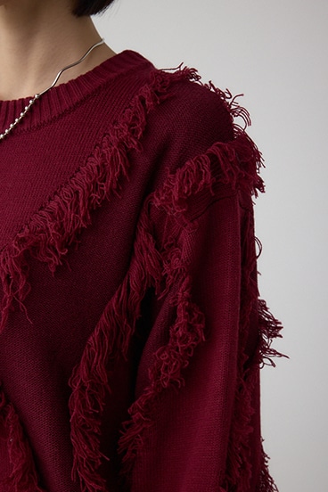 フリンジデザインニットトップス 詳細画像