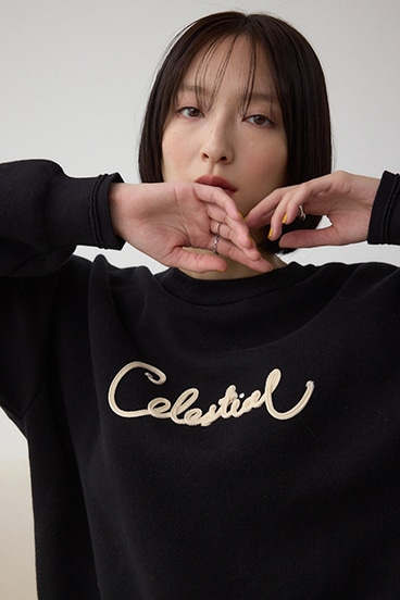 ロゴ刺繍ニットトップス 詳細画像