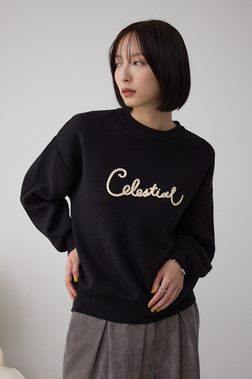 ロゴ刺繍ニットトップス 詳細画像